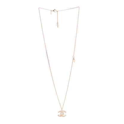 Chanel Crystal CC Pendant Necklace Gold 7 of 10