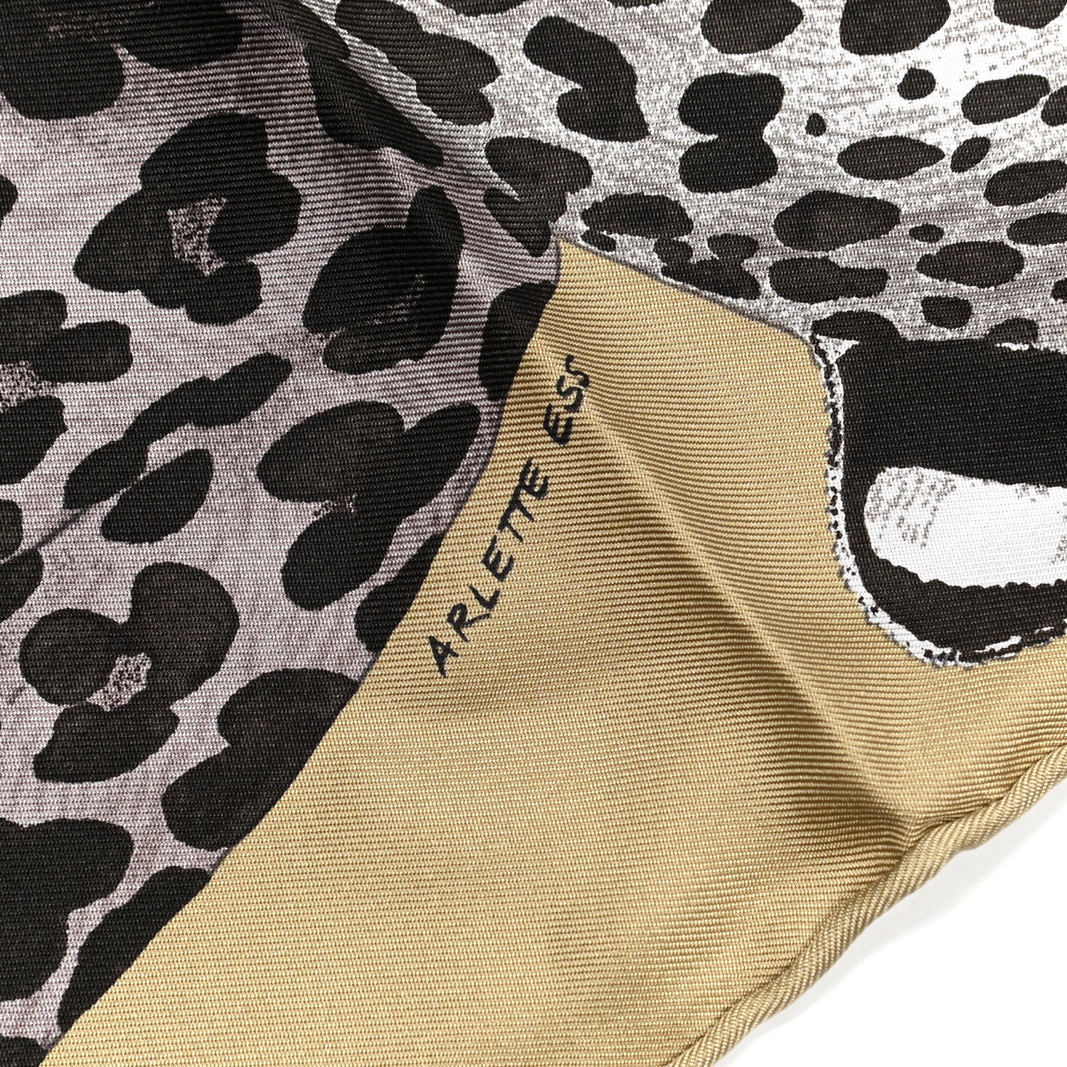Hermes Silk Twill Lazy Leopardesses Scarf 90 Camel Anthracite 6 of 7