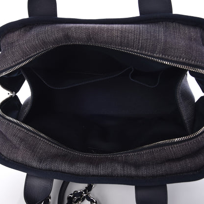 Chanel Denim Deauville Bowling Bag Dark Blue 5 of 7