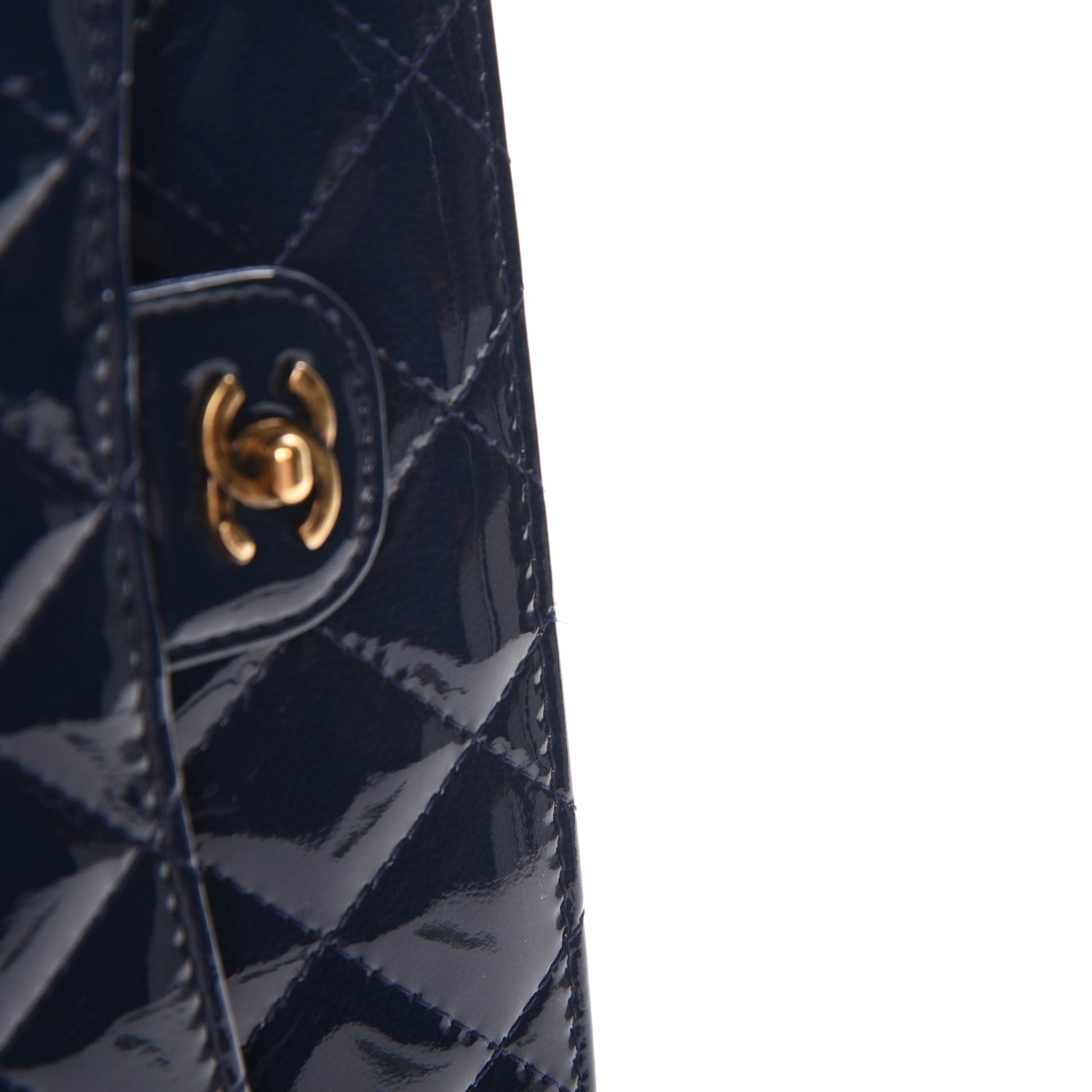 Chanel Patent Goatskin Quilted CC Eyelet Wallet On Chain WOC Blue 6 of 9