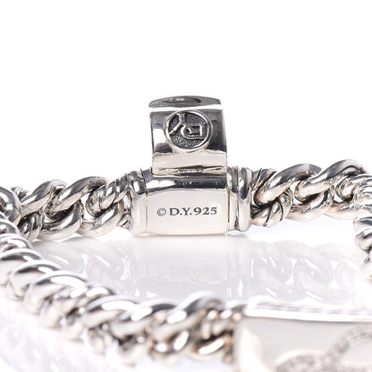 David Yurman Sterling Silver Diamond 7mm Petite Pave Curb Link Love ID Bracelet 5 of 6