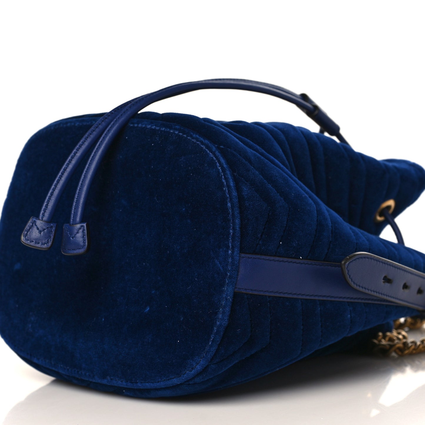 Velvet Matelasse GG Marmont Bucket Bag Cobalt Blue