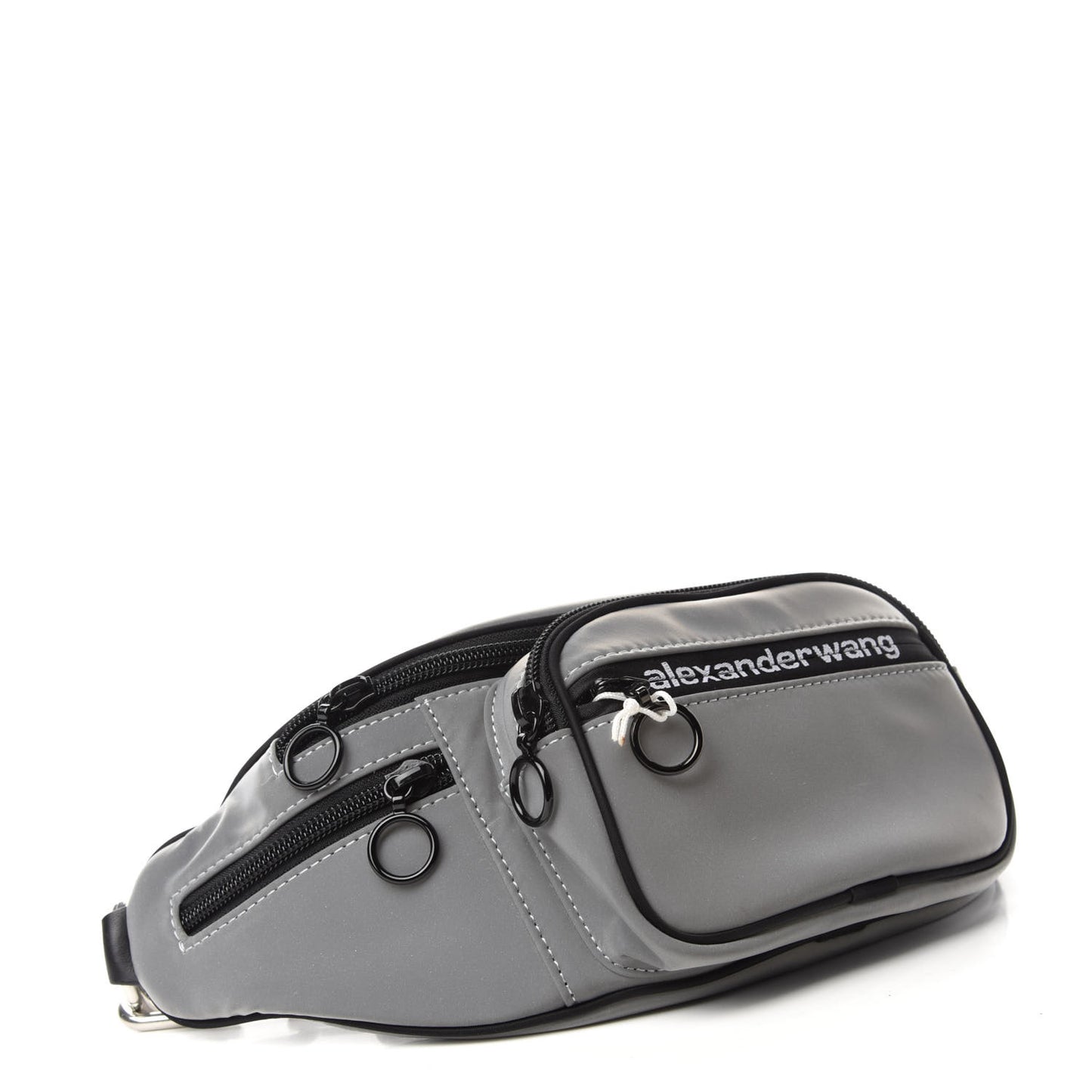 Nylon Logo Printed Attica Belt Bag Reflective Silver