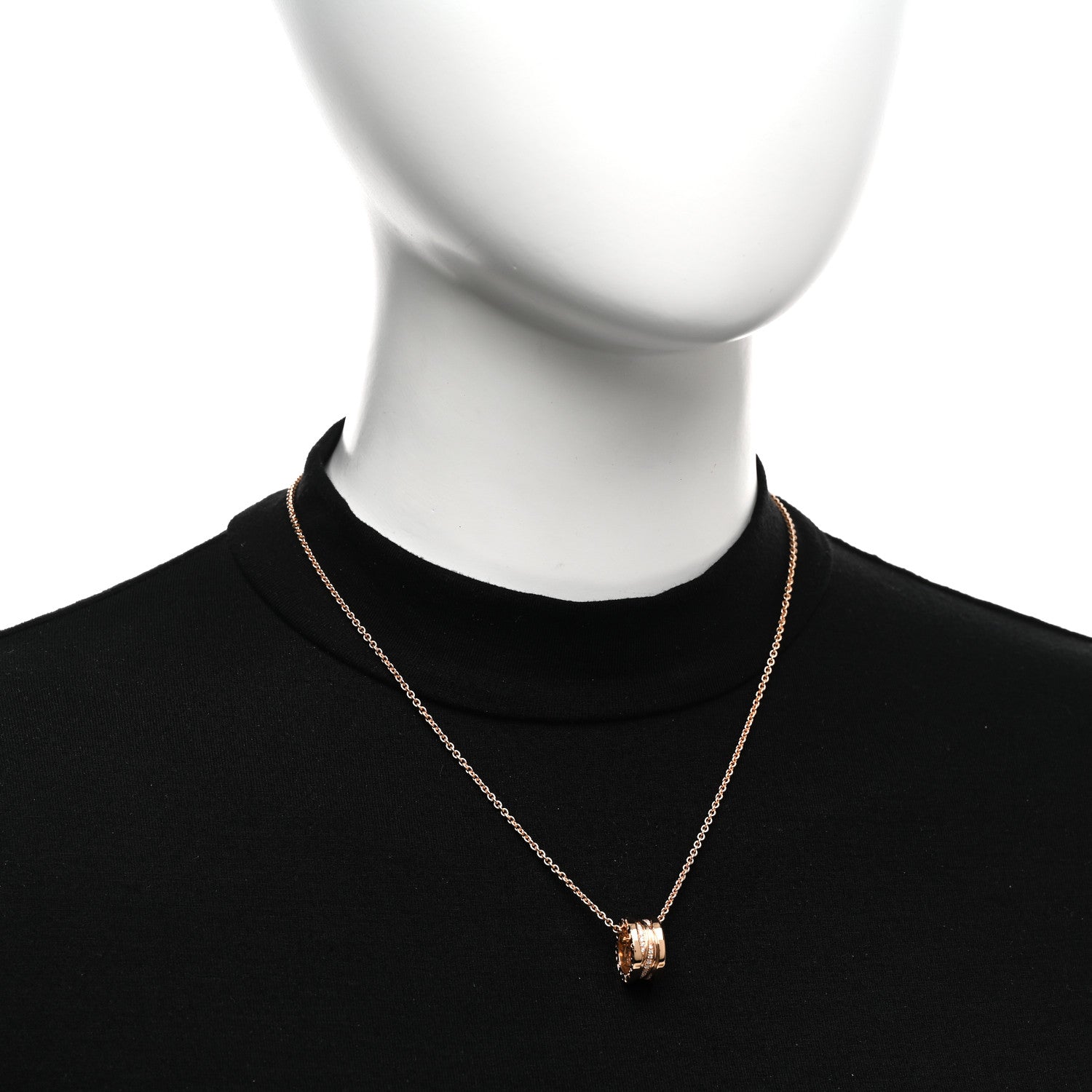 Bulgari 18K Rose Gold Diamond B.Zero1 Legend Pendant Necklace 2 of 5