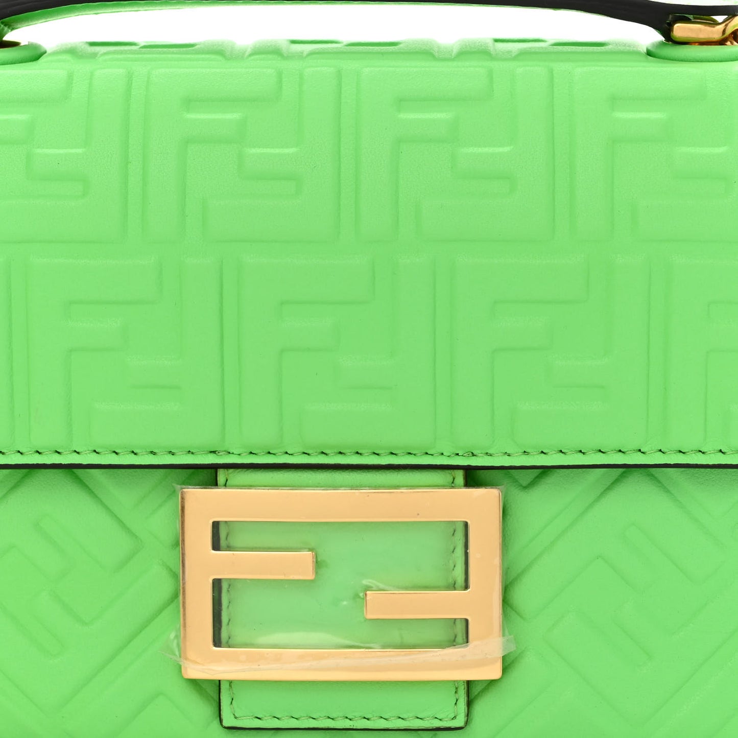 Nappa Small FF Embossed Midi Chain Baguette Edamame