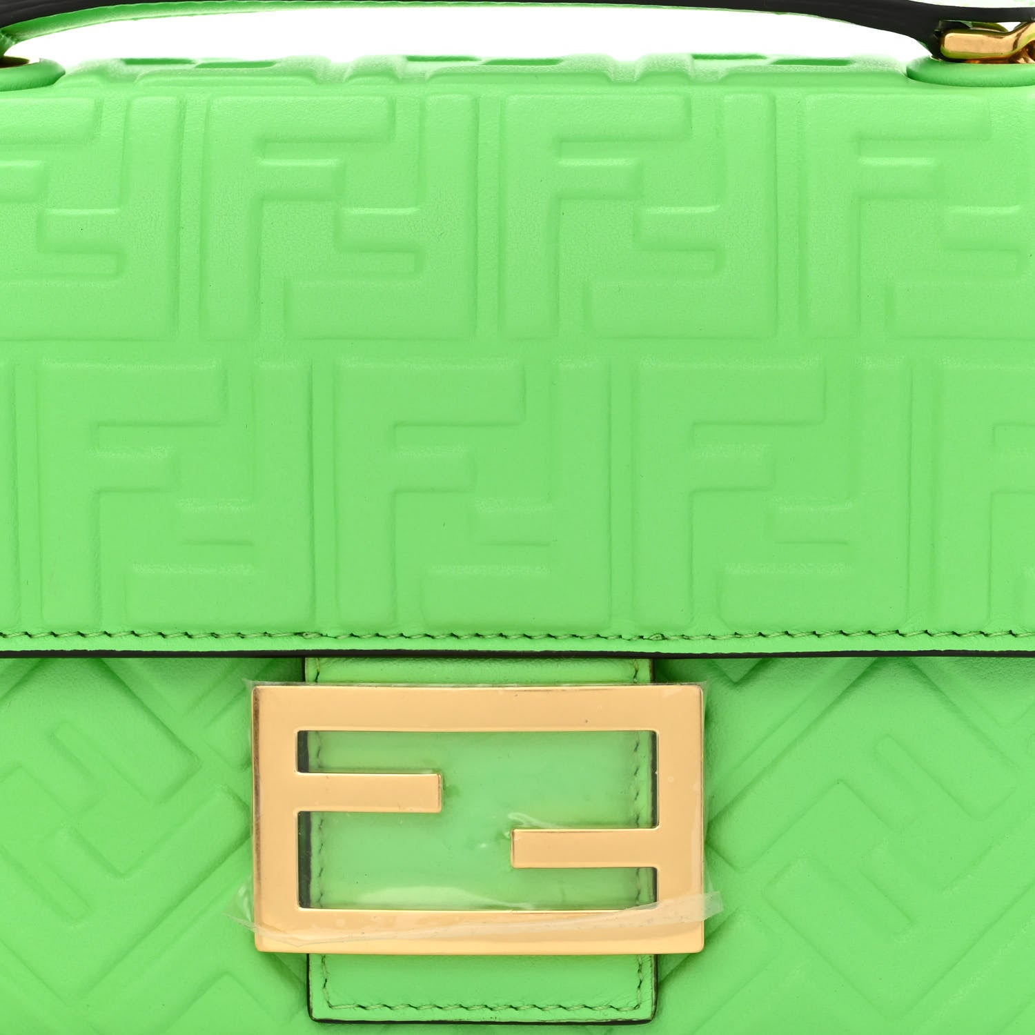 Fendi Nappa Small FF Embossed Midi Chain Baguette Edamame 8 of 10