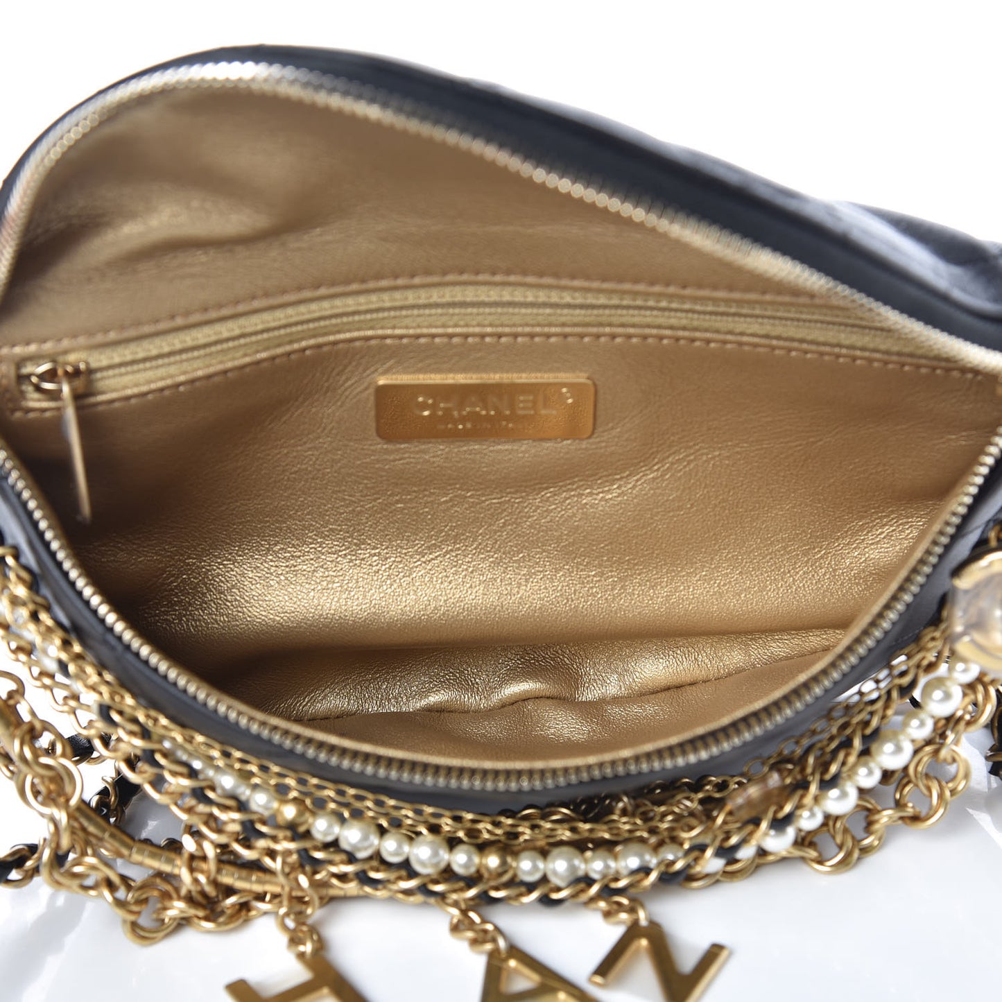Lambskin Quilted All About Chains Waist Belt Bag Black
