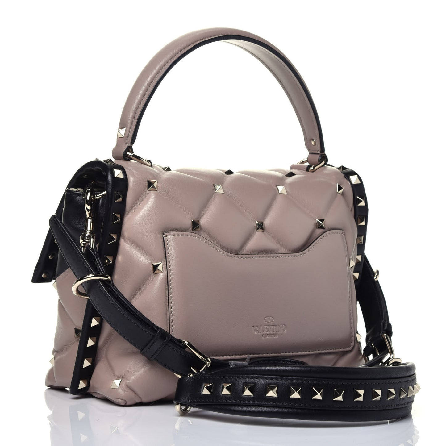 Nappa Medium Candystud Top Handle Bag Black Poudre