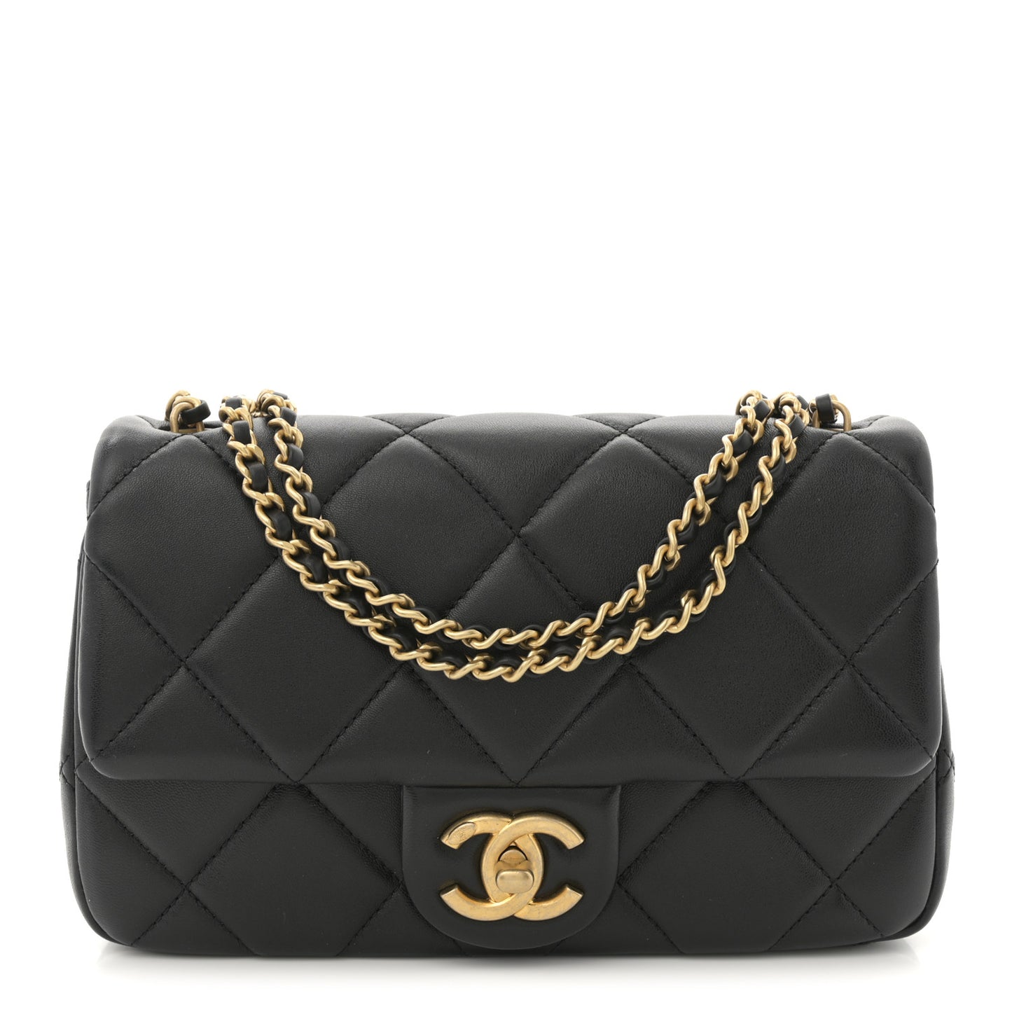 Lambskin Quilted Pearl Small Flap Black
