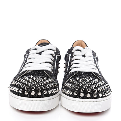 Christian Louboutin Crosta Womens Vieira Spiked Flat Comete Sneakers 35 Black Silver 2 of 9