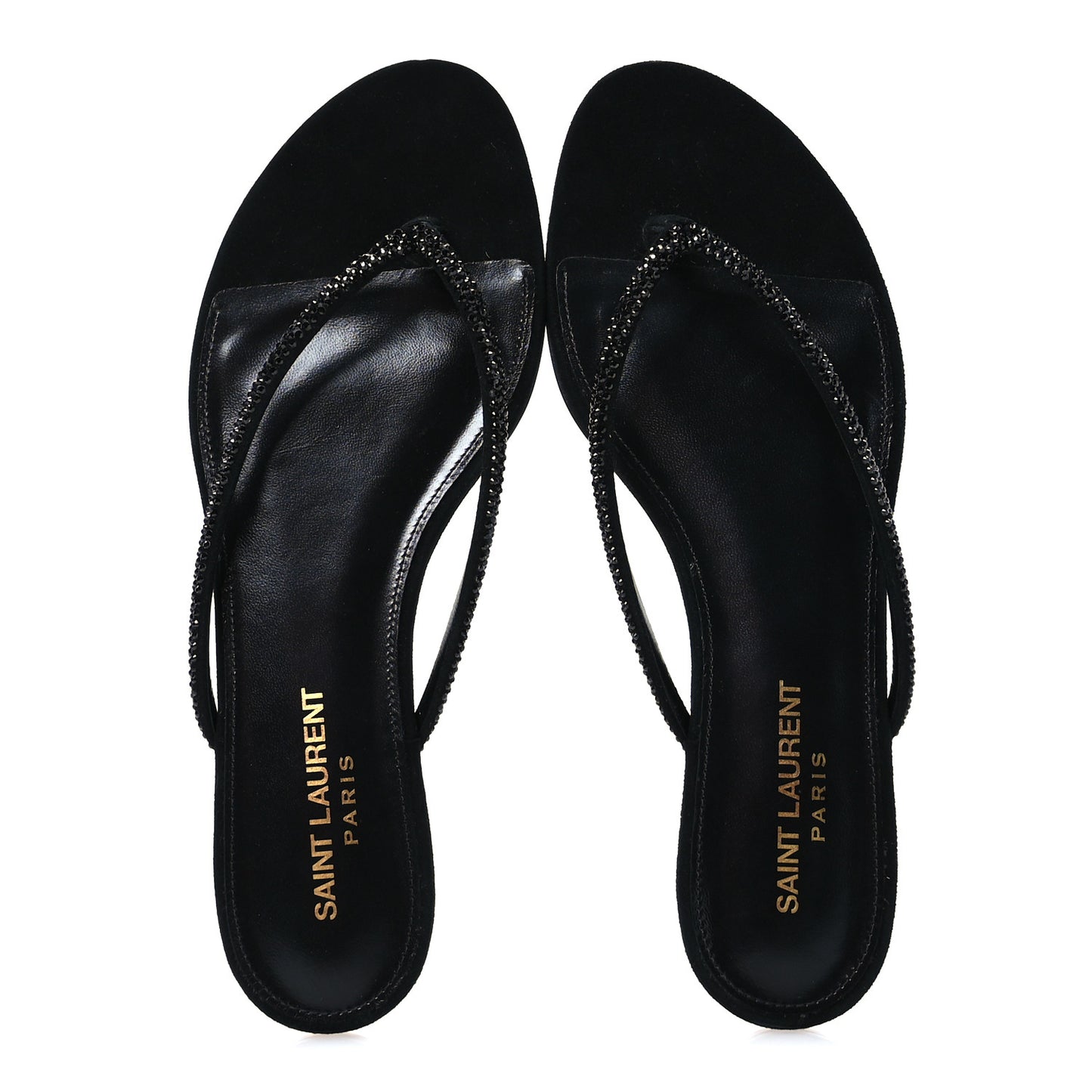 Kid Suede Strass Crystal Embellished Joni 05 Flat Sandals 37 Black