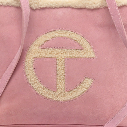 Telfar X UGG Suede Shearling Medium Shopping Bag Pink 7 of 9