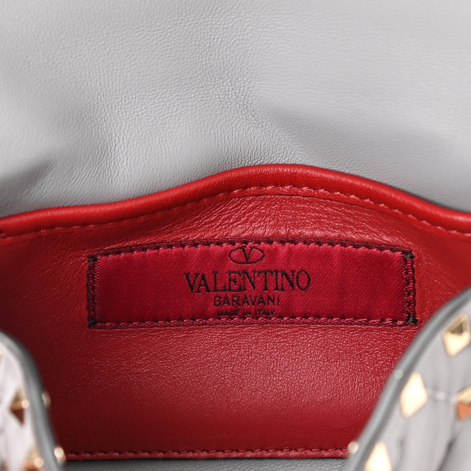 Valentino Garavani Lambskin Small Rockstud Spike Shoulder Bag Pastel Grey 6 of 7