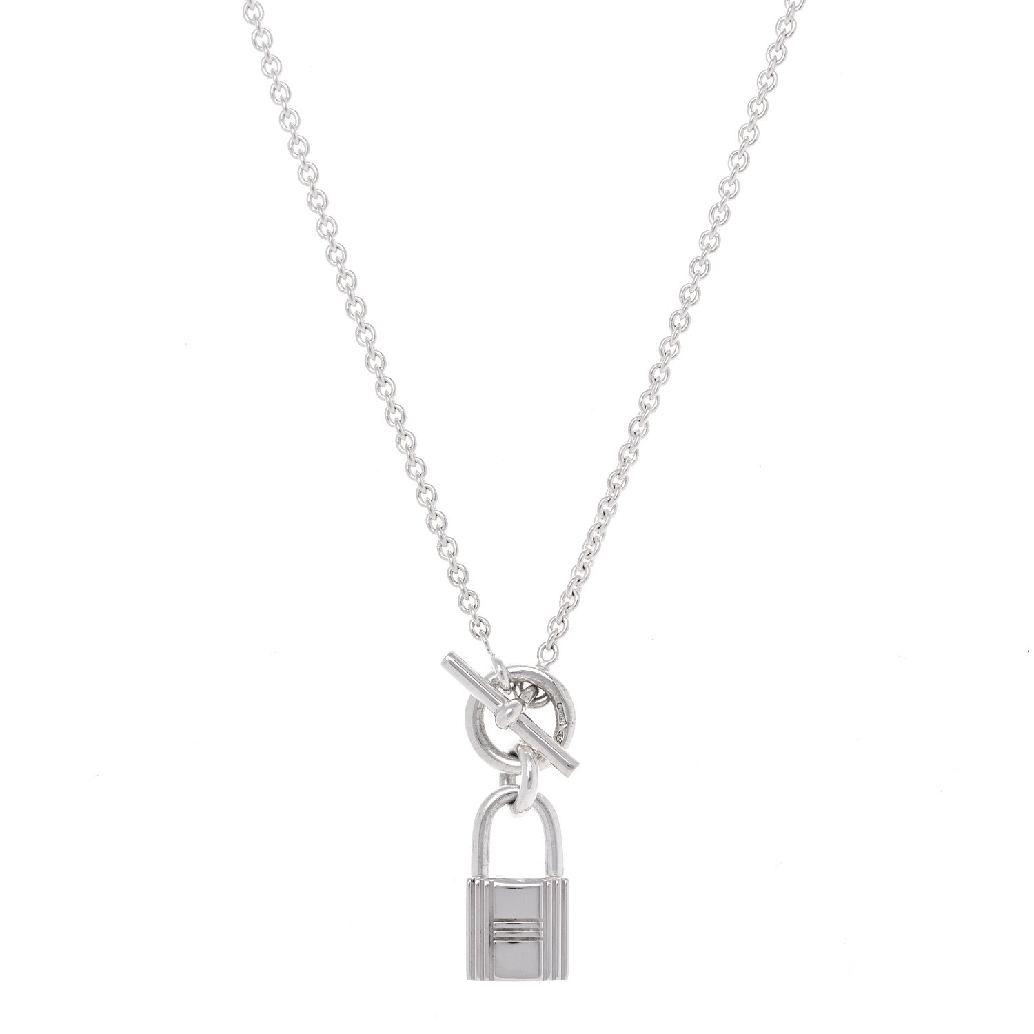 Hermes Sterling Silver Cadenas Kelly Lock Pendant Necklace 1 of 5