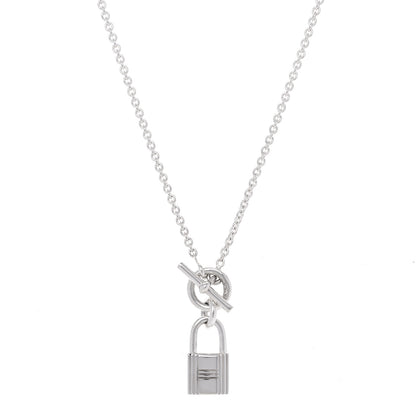 Hermes Sterling Silver Cadenas Kelly Lock Pendant Necklace 1 of 5