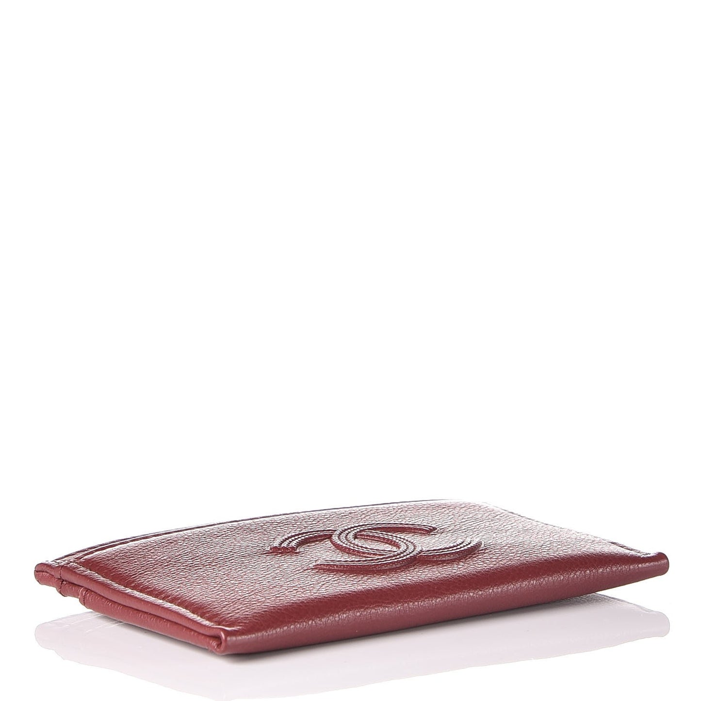 Grained Calfskin CC Card Holder Dark Red
