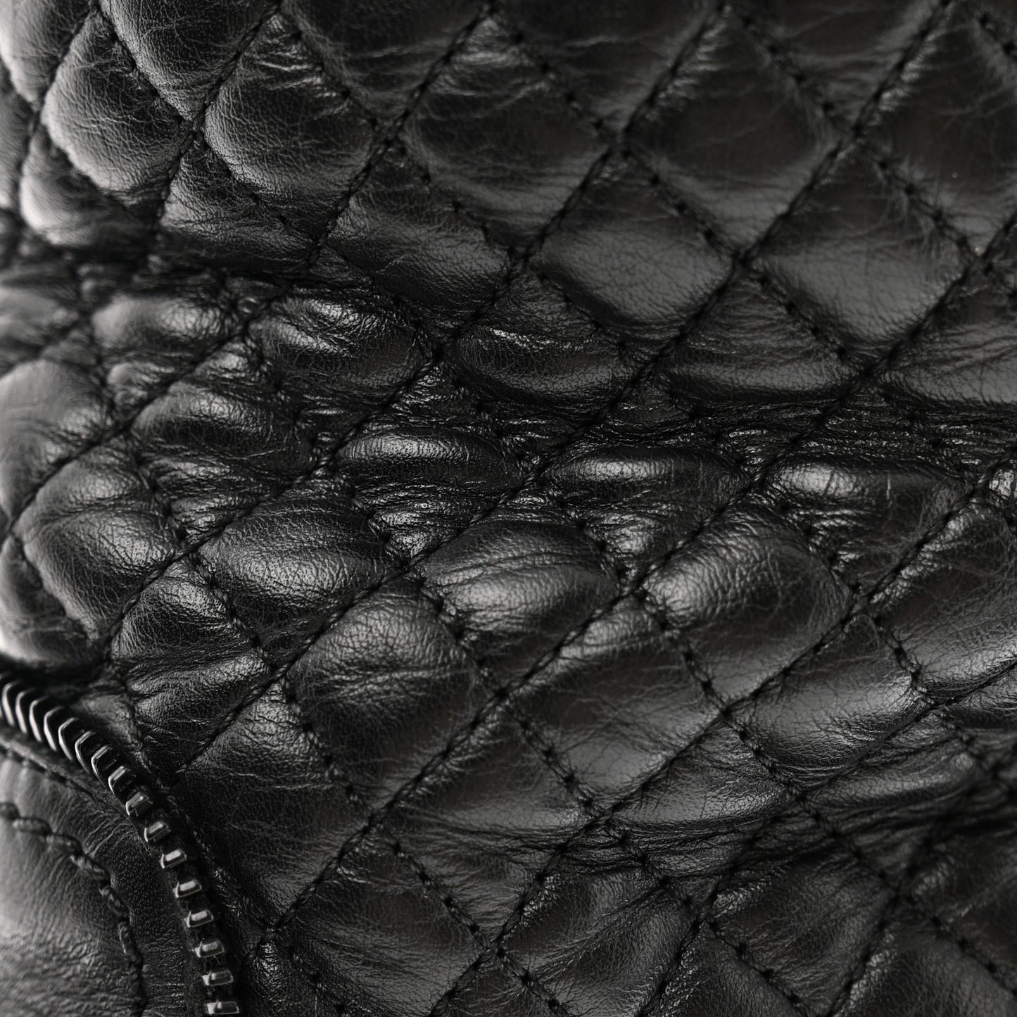 Calfskin Quilted Biker Boots 40 Black