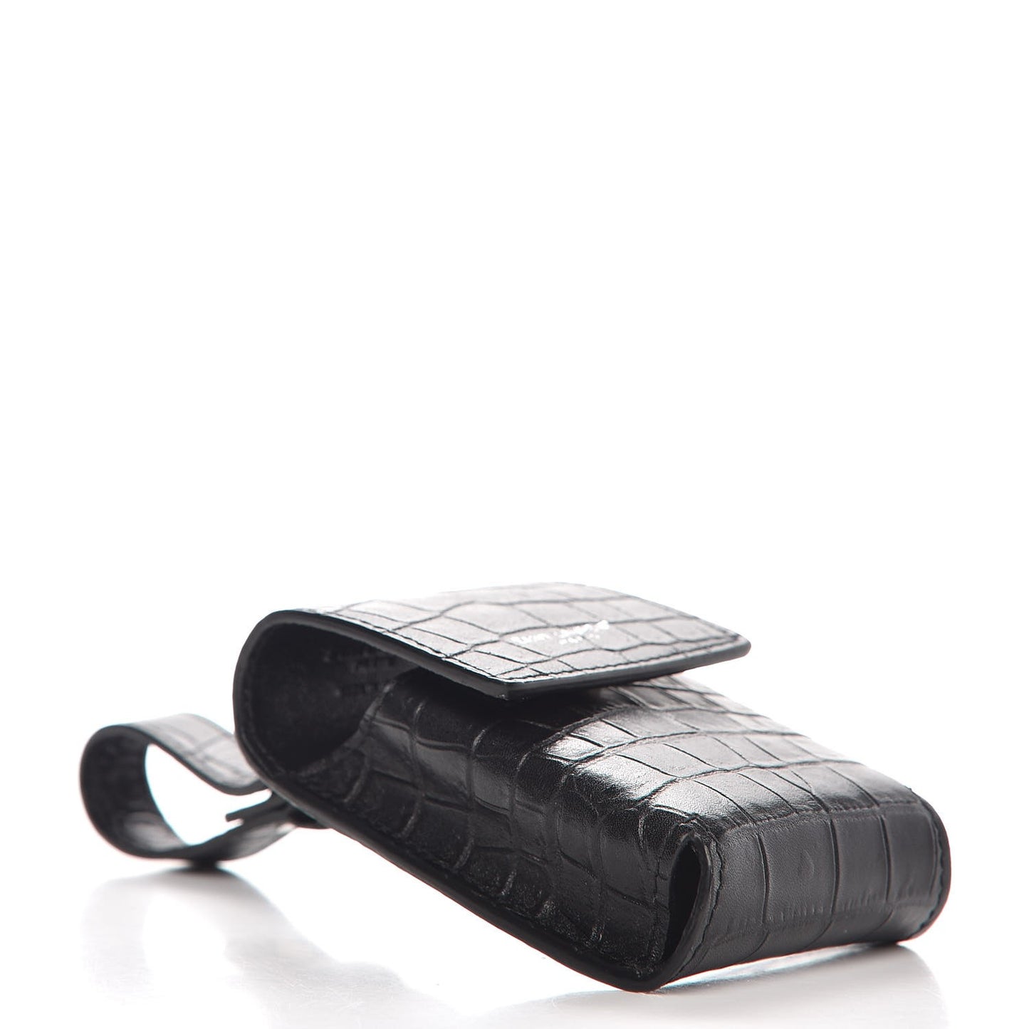 Calfskin Crocodile Embossed Cigarette Case Black