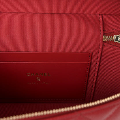 Chanel Caviar Quilted Top Handle Slim Vanity With Chain Red 6 of 11