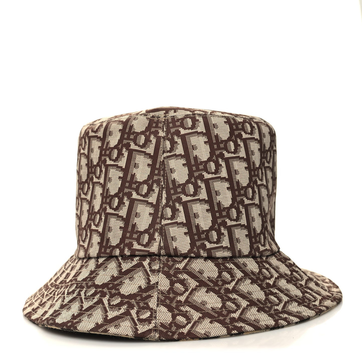 Oblique Reversible Leopard Bucket Hat Beige