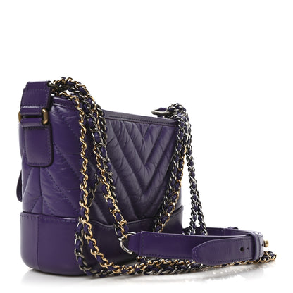 Chanel Aged Calfskin Chevron Quilted Small Gabrielle Hobo Purple 3 of 10