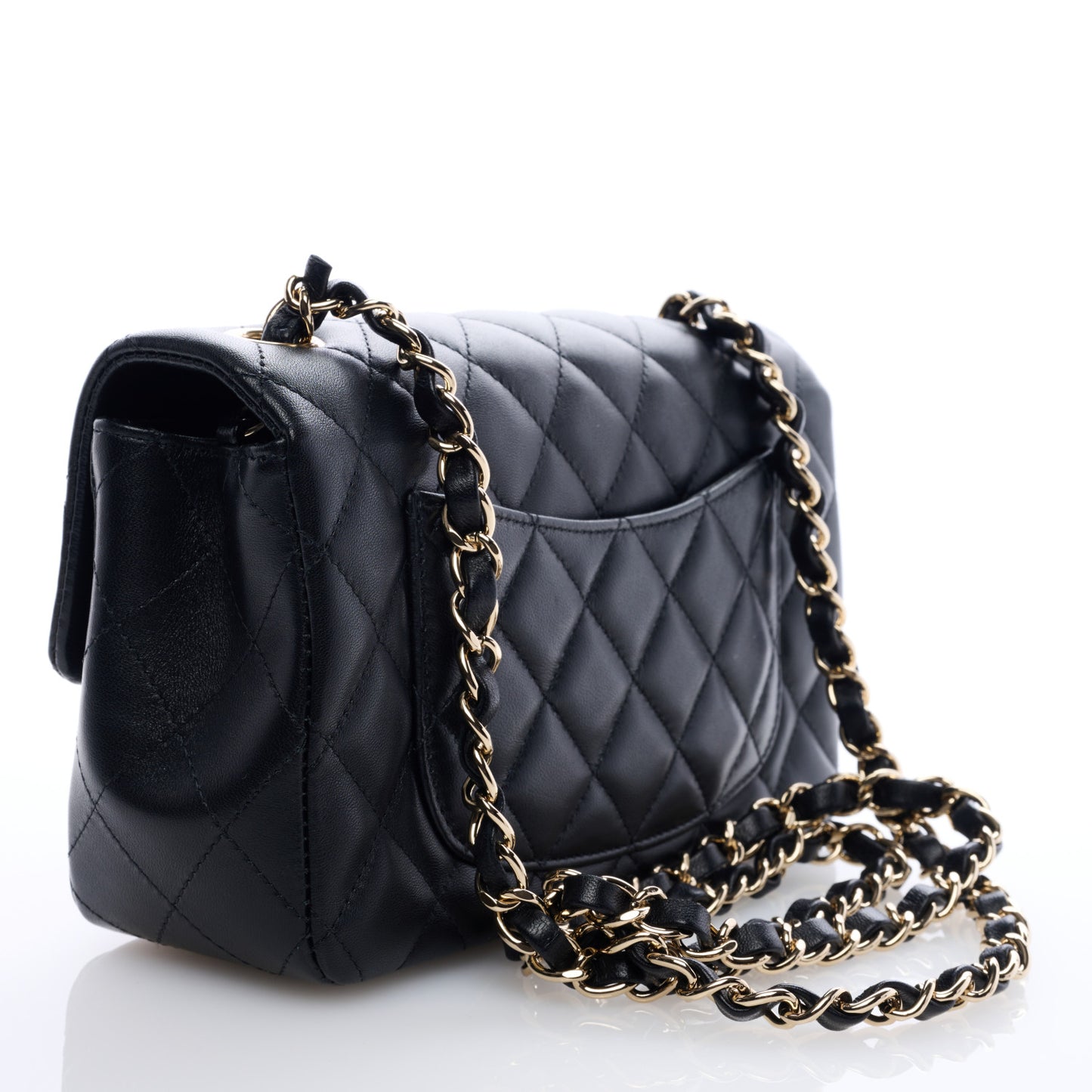 Lambskin Quilted Mini Rectangular Flap Black