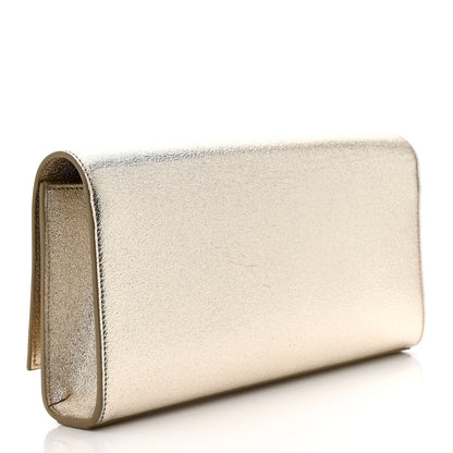 Saint Laurent Metallic Textured Calfskin Classic Monogram Cassandre Clutch Pale Gold 3 of 12