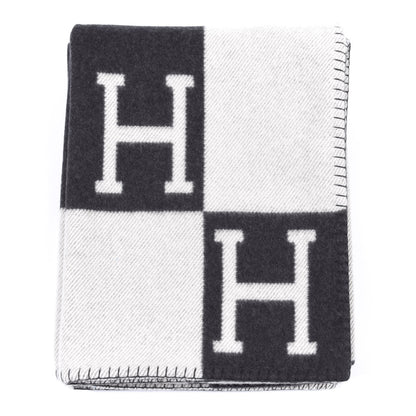 Hermes Wool Cashmere Avalon Blanket Ecru Gris Fonce 1 of 3