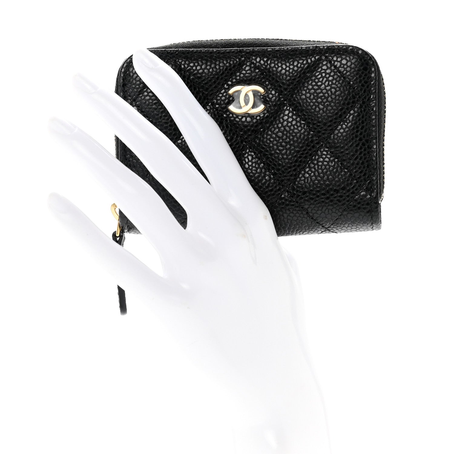 Chanel Caviar Quilted Zip Coin Purse Black 2 of 7