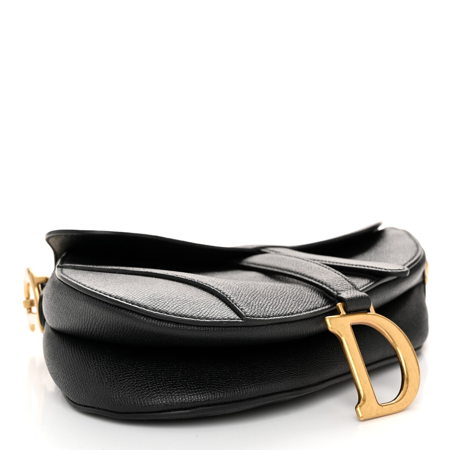 Grained Calfskin Saddle Bag Black