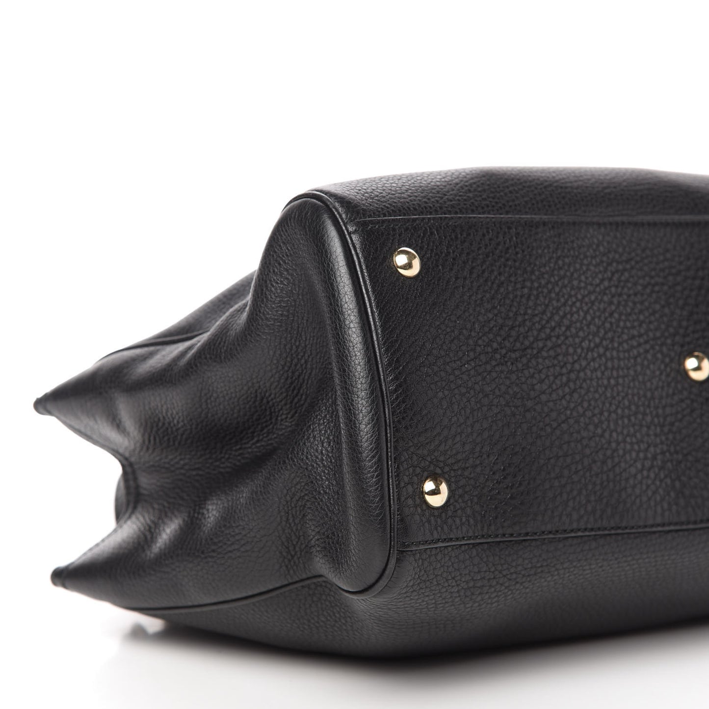 Pebbled Calfskin Medium Bamboo Shopper Tote Black