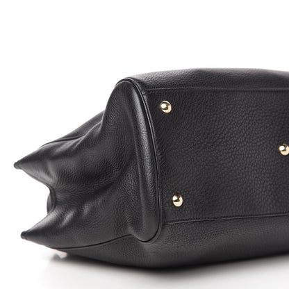 Gucci Pebbled Calfskin Medium Bamboo Shopper Tote Black 6 of 10