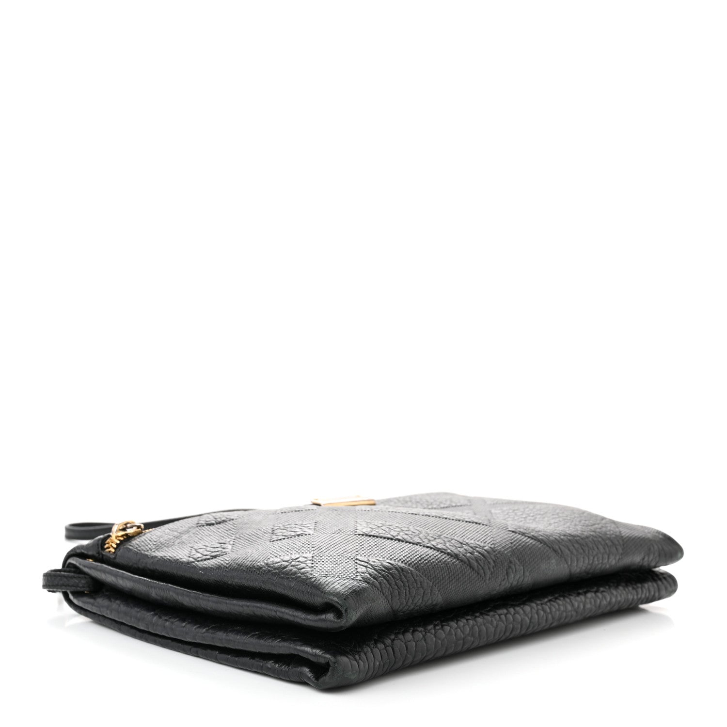 Burberry Signature Grain Calfskin Check Embossed Medium Balmoral Clutch Bag Black 4 of 16