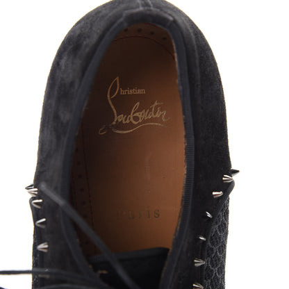 Christian Louboutin Suede Calfskin Spikes Champignac Mens Flat Oxfords 44 Black 7 of 10