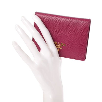 Prada Saffiano Metal Bi-Fold Wallet Ibisco 2 of 7