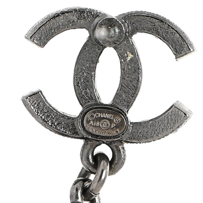 Chanel Crystal Pearl CC Camellia Drop Earrings Silver 4 of 5