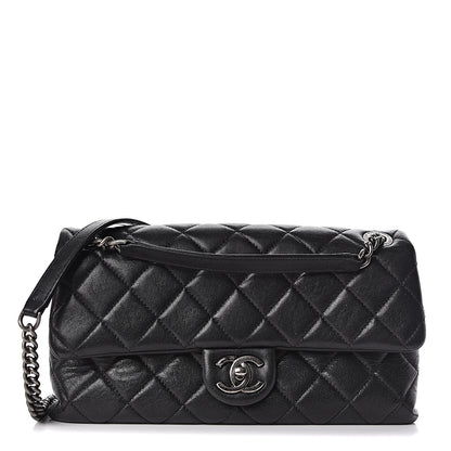 Chanel Shiny Lambskin Quilted Medium Burgundy Rocks Flap Black 1 of 11