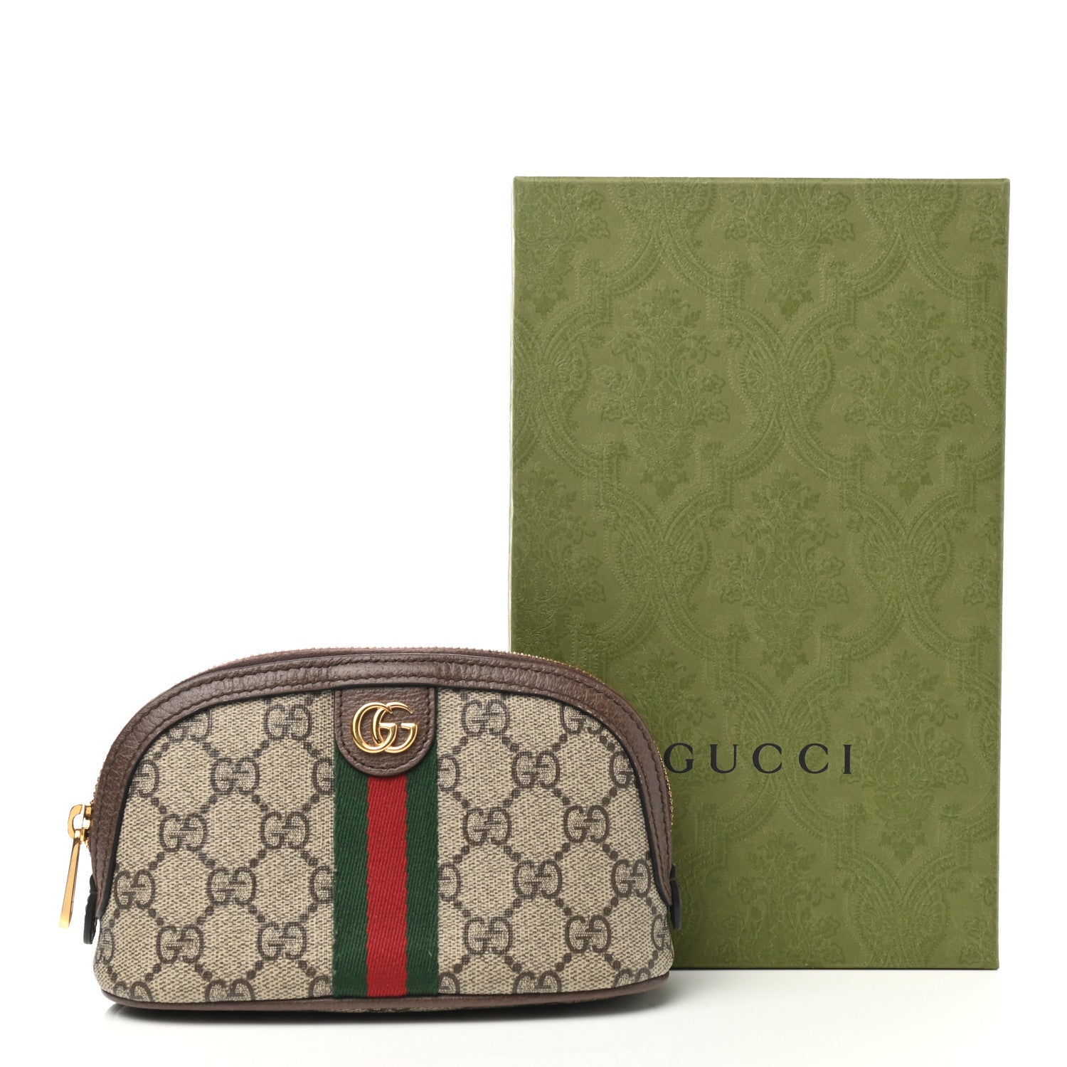 Gucci GG Supreme Monogram Textured Calfskin Web Medium Ophidia Cosmetic Case Beige Ebony New Acero 8 of 8