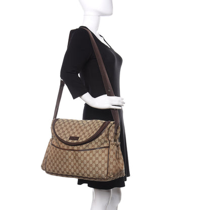 Gucci Monogram Natural Pigskin Large Diaper Bag Beige Ebony Cocoa Dark Chocolate 2 of 14