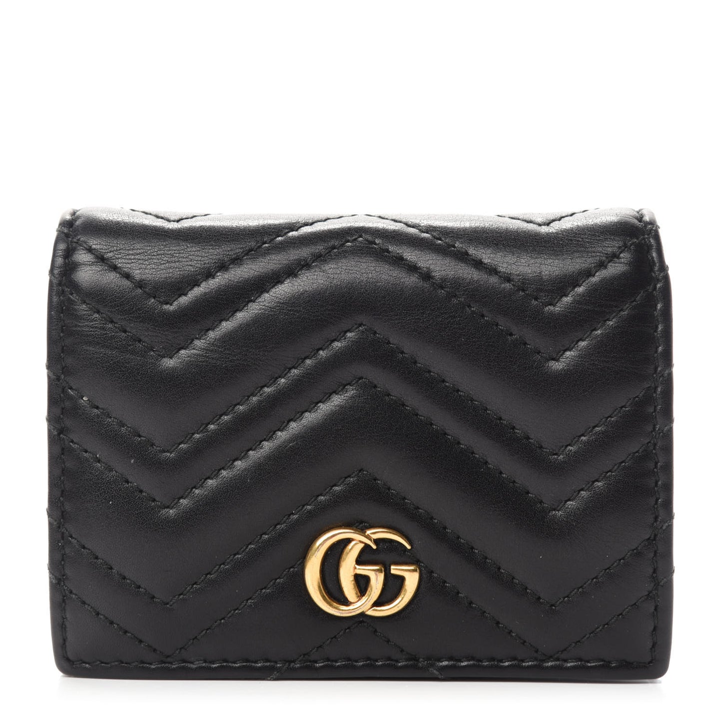 Calfskin Matelasse GG Marmont Card Case Wallet Black