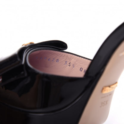 Gucci Patent Crystal GG Bow Sadie Spike Ankle Strap d'Orsay Platform High Heel Pumps 35.5 Black 8 of 10