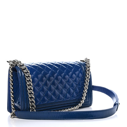 Chanel Patent Calfskin Quilted Medium Plexiglass Boy Flap Blue 3 of 13
