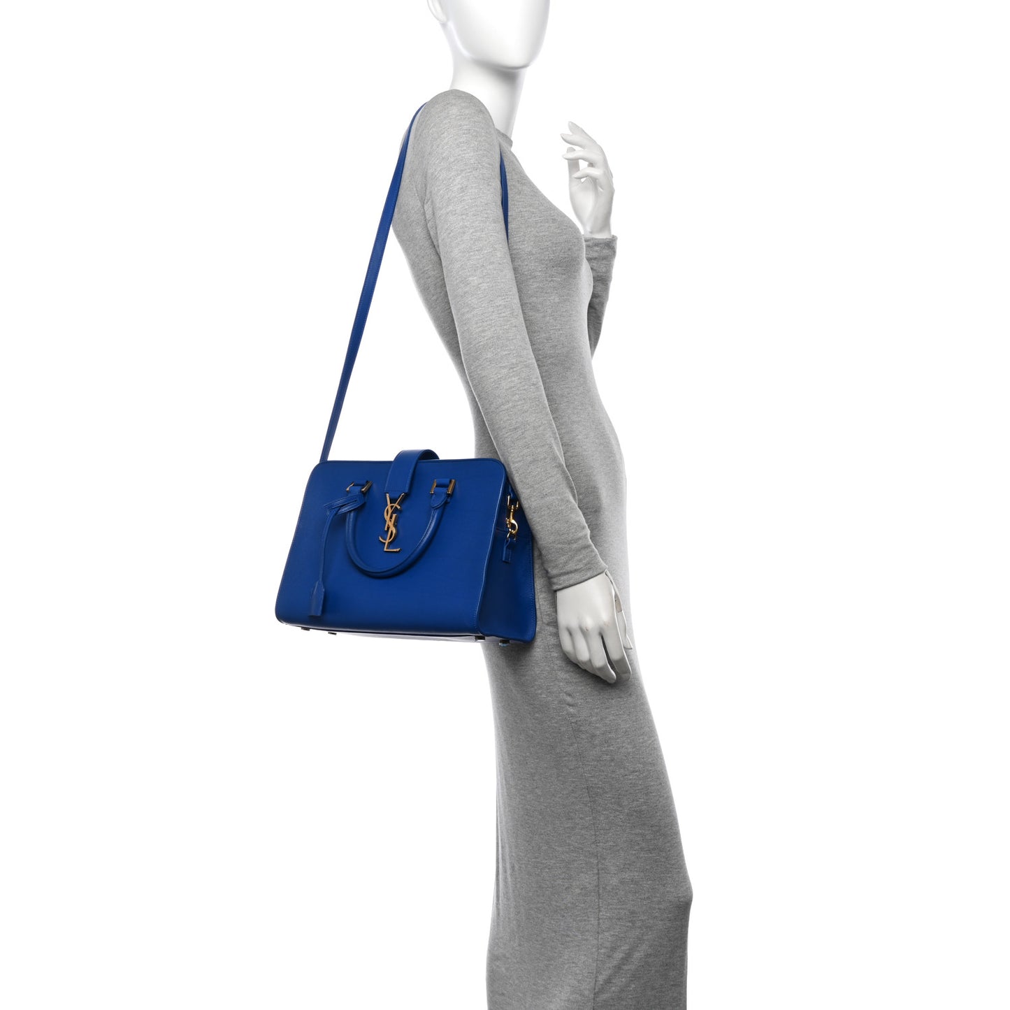 Calfskin Small Monogram Cabas Blue Majorelle