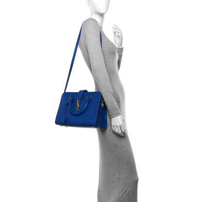 Saint Laurent Calfskin Small Monogram Cabas Blue Majorelle 2 of 12