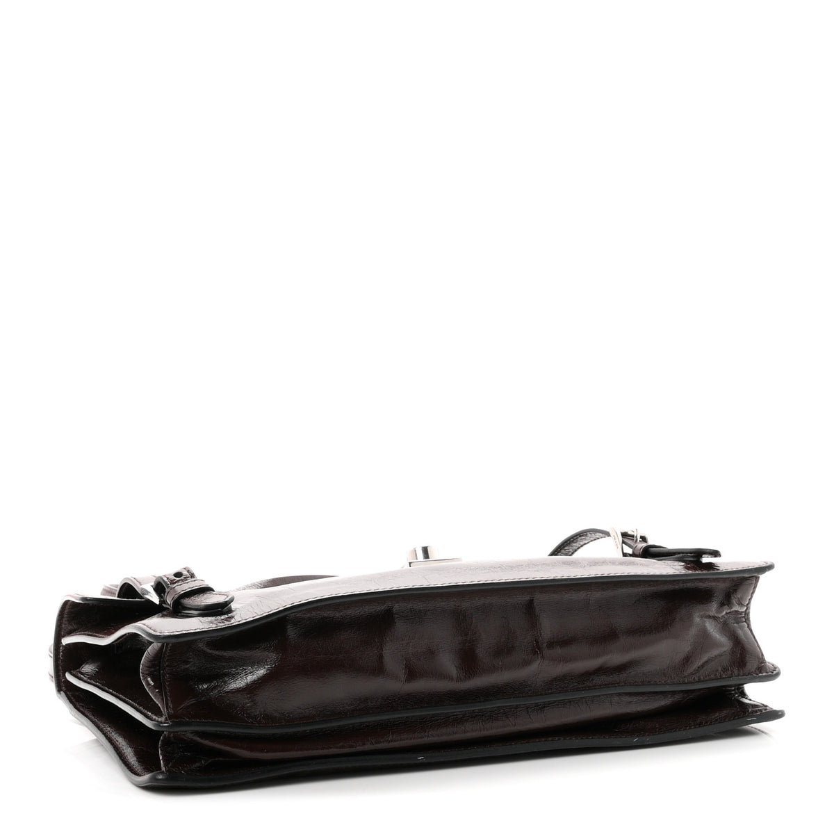 Glossy Calfskin Medium Sound Shoulder Bag Dark Brown