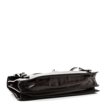 Prada Glossy Calfskin Medium Sound Shoulder Bag Dark Brown 4 of 10