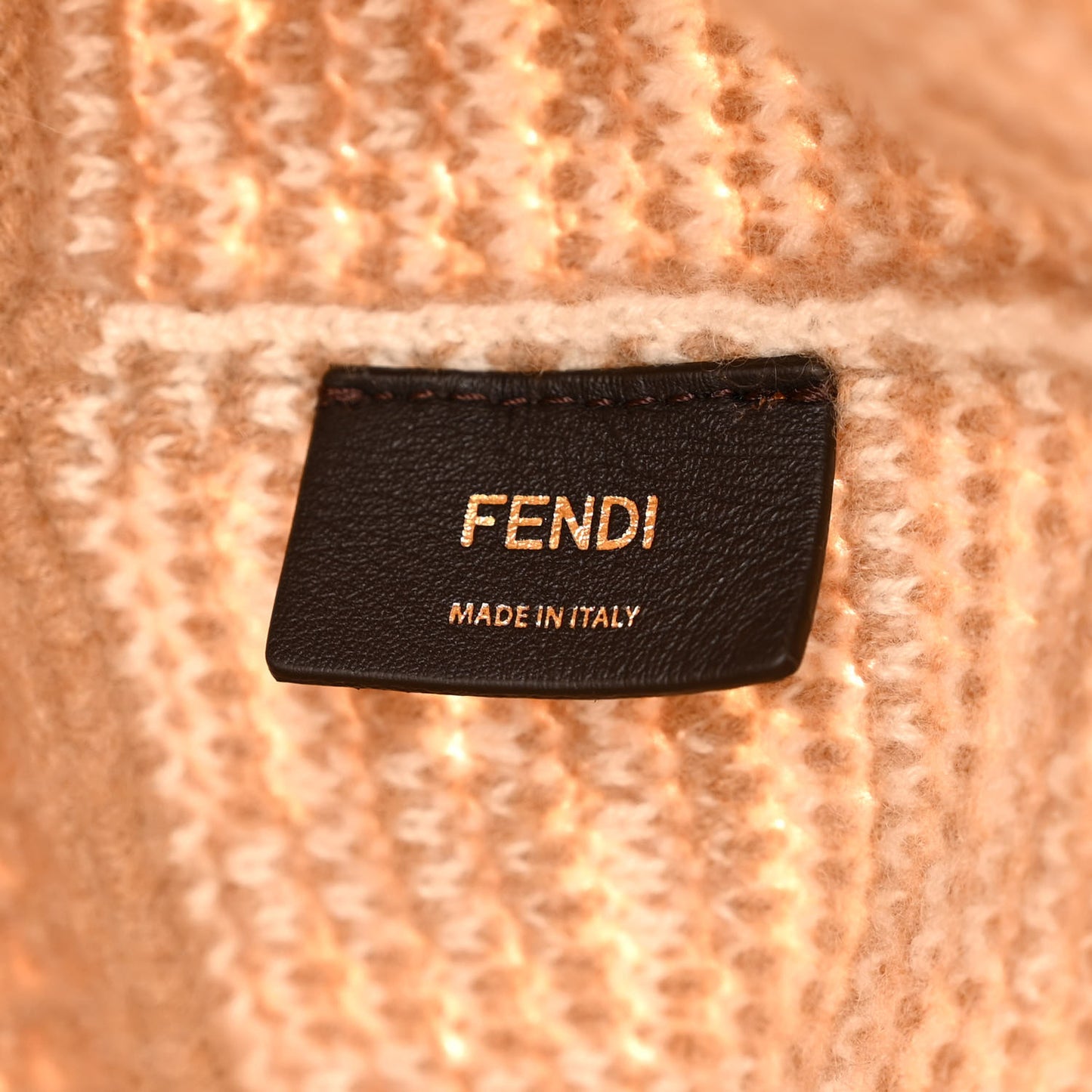 Cashmere Knit FF Large Shopper Tote Cammello