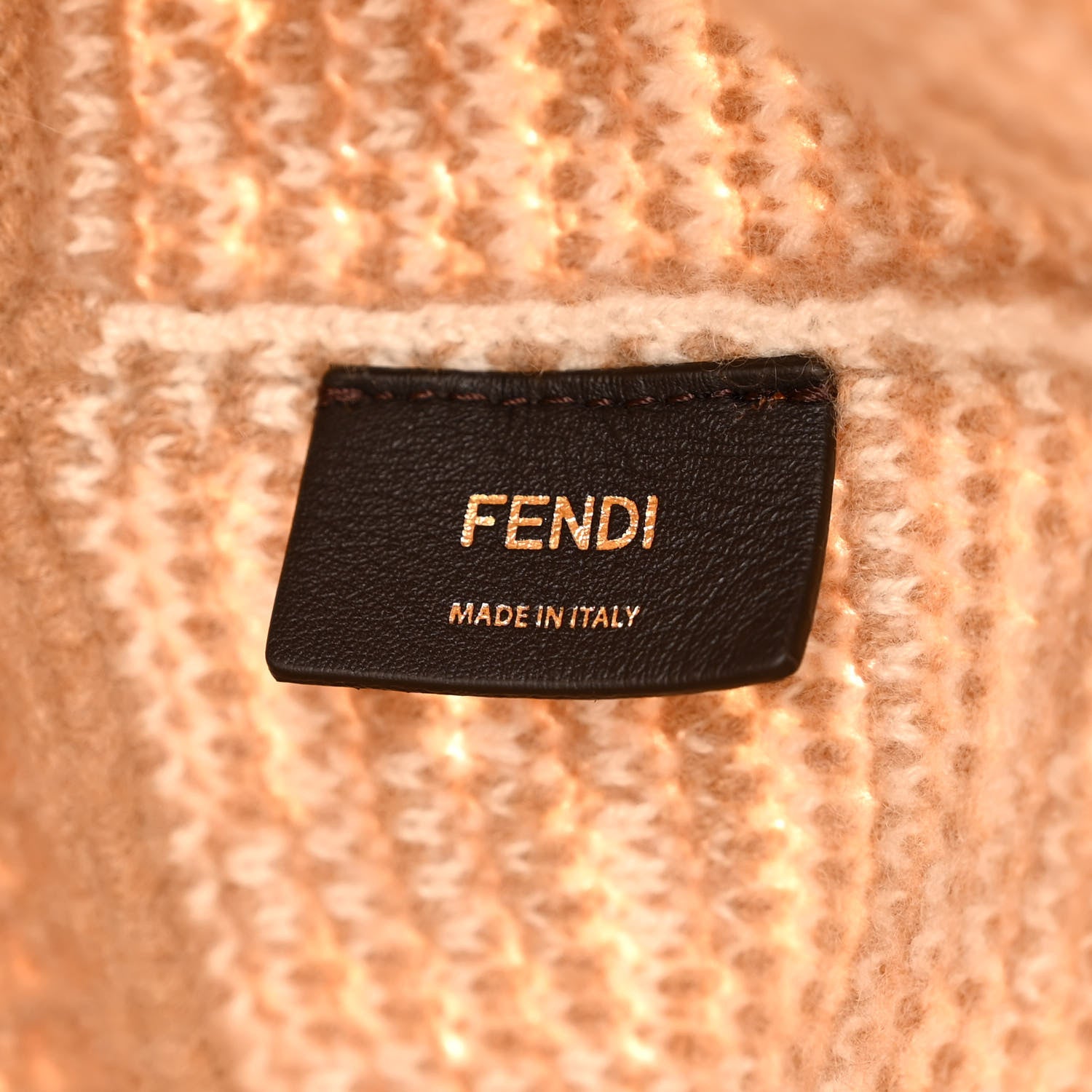Fendi Cashmere Knit FF Large Shopper Tote Cammello 6 of 10