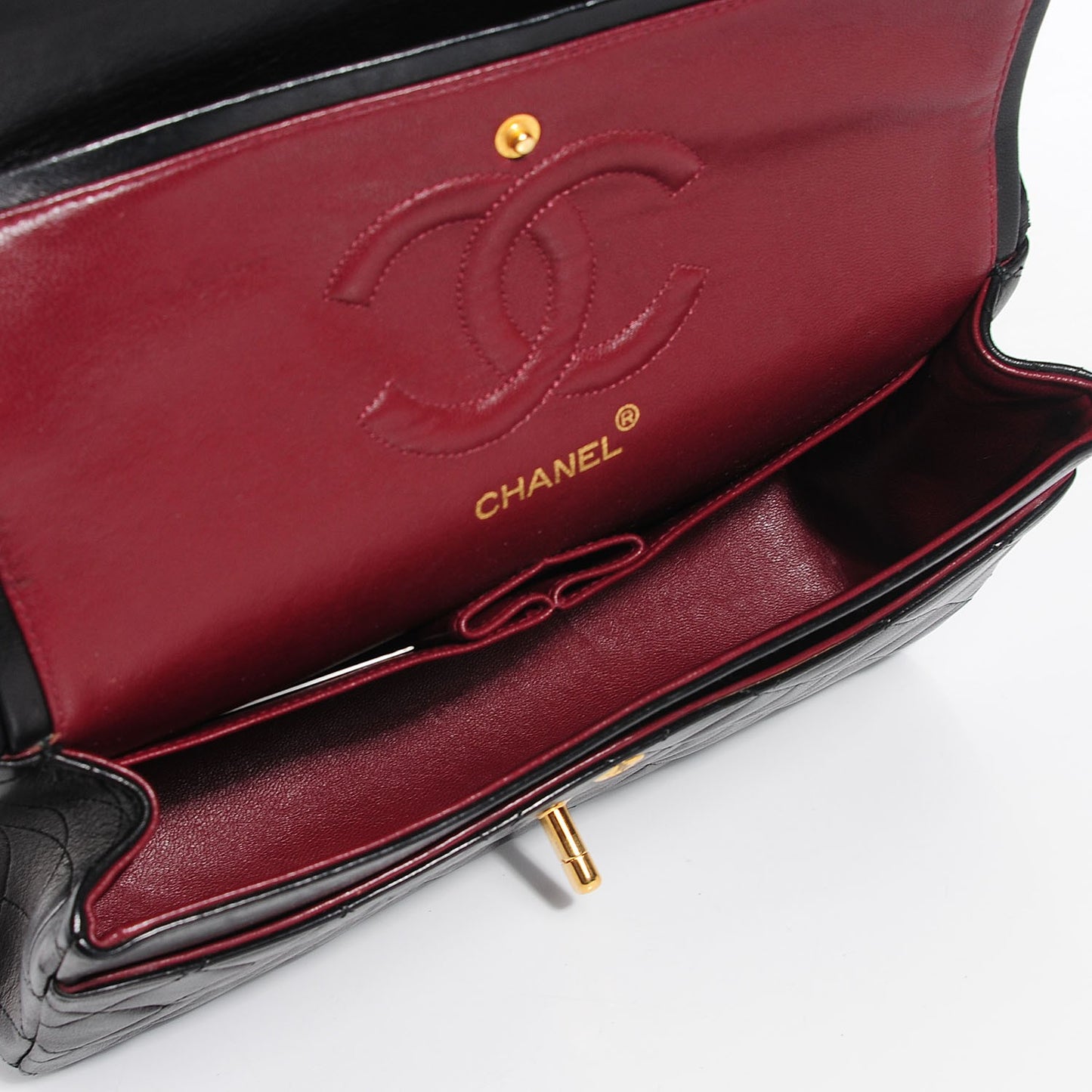 Lambskin Quilted Medium Double Flap Black