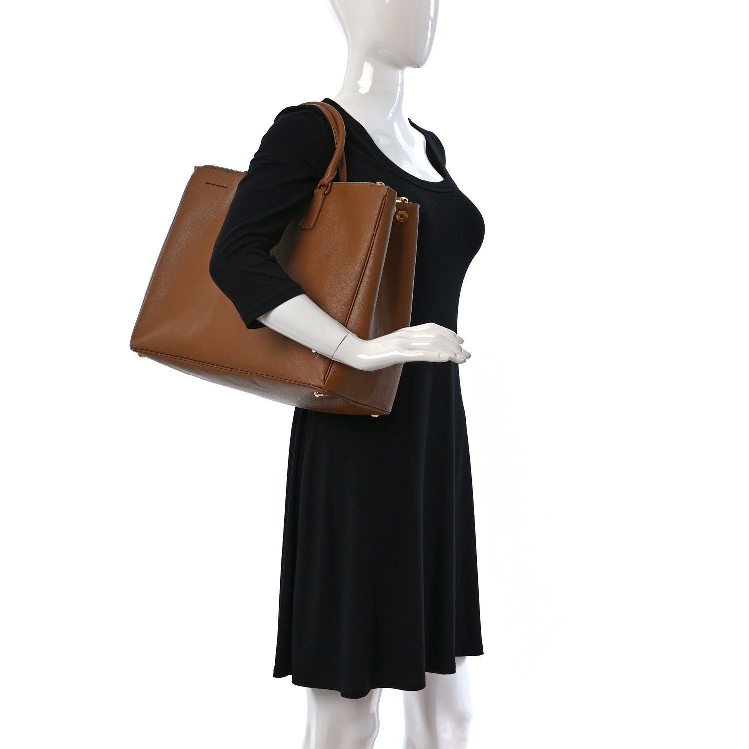 Prada Saffiano Lux Extra Large Galleria Double Zip Tote Caramel 3 of 10